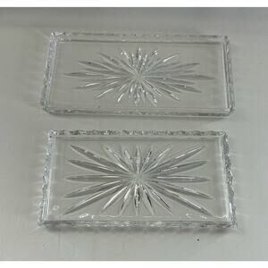 Lot Of 2 Vintage Sunburst Crystal Vanity Trays